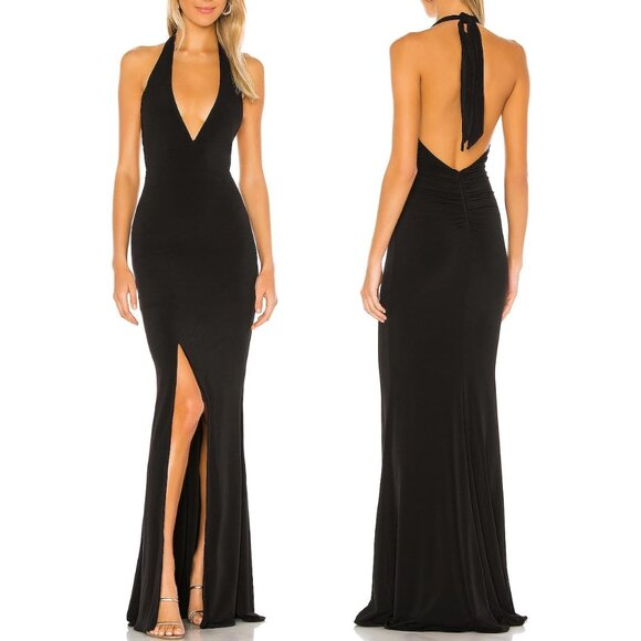 high neck black satin dress Perri Embellished Dress  Retrofete